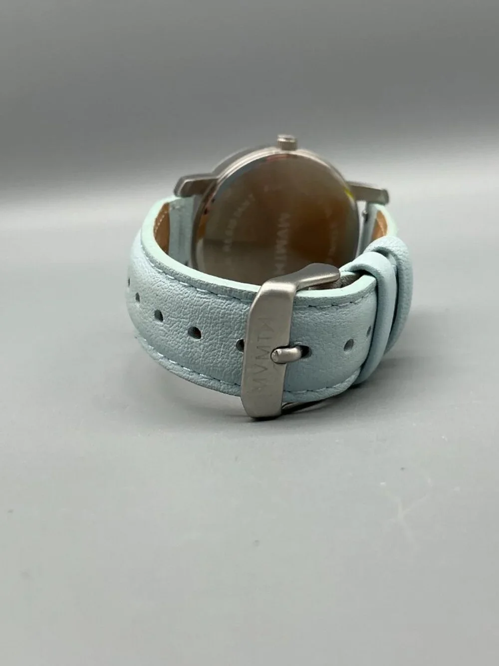 MVMT Skyline Womens Watch 38mm Silver Tone Blue Leather Band New Battery